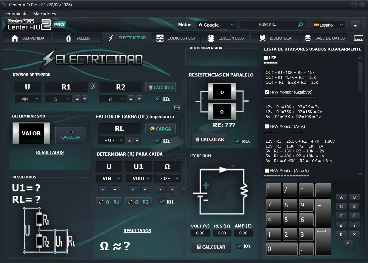 Apartado de calculos eléctricos.